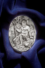 Load image into Gallery viewer, POSEIDON – STERLING SILVER PENDANT WITH BLACK LEATHER BOLO NECKLACE AND STERLING SILVER BOLO TIPS
