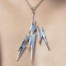 Load image into Gallery viewer, LIGHTNING TRI BOLT – STERLING SILVER PENDANT WITH ELEGANT 21″ STERLING SILVER CHAIN
